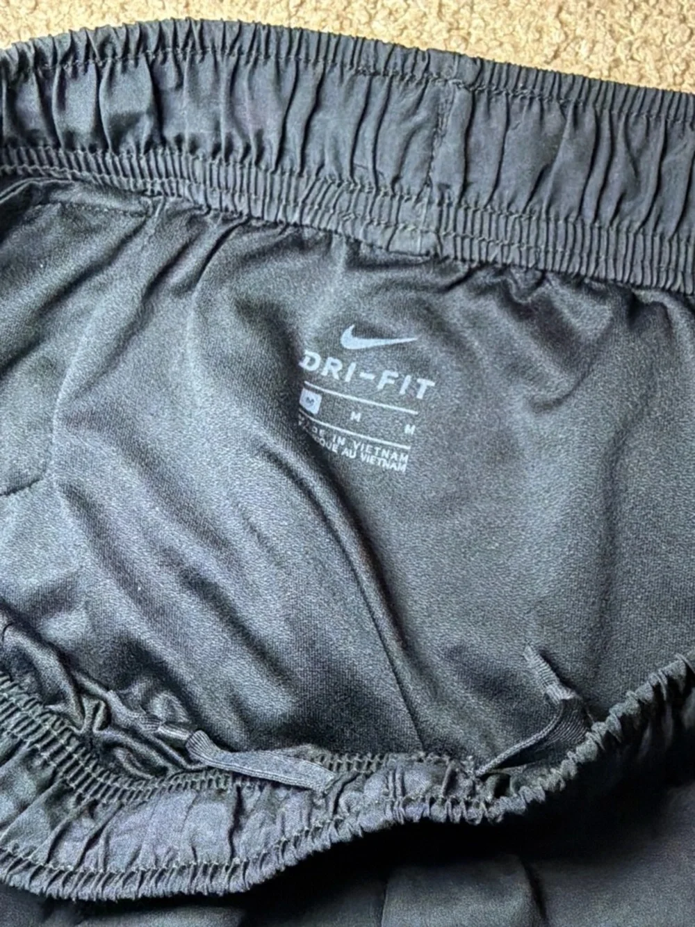 Nike Black Athletic Running Shorts with White Swoosh